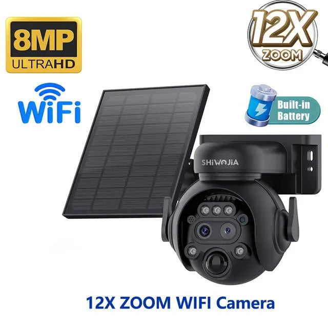 12X Zoom 4G LTE WiFi Solar 8MP Camera