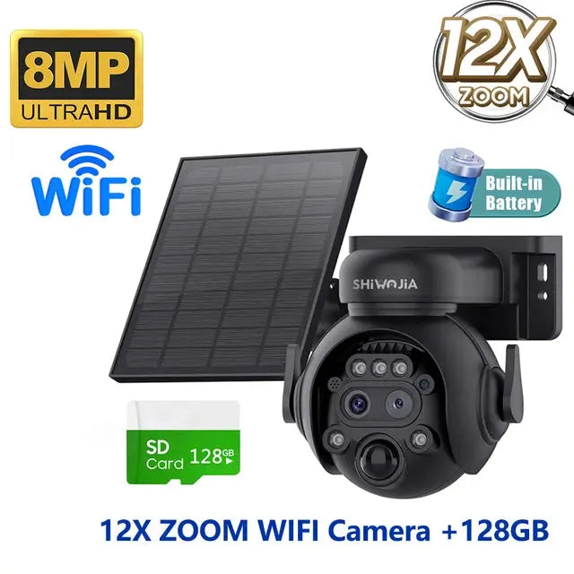 12X Zoom 4G LTE WiFi Solar 8MP Camera